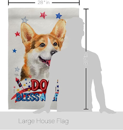 Breeze Decor Patriotic Pembroke Welsh Corgi House Flag-Pack Dog Puppy Spoiled Paw Canine Fur Pet Nature Farm Animal Creature Applique Banner Small Garden Yard Gift Double-Sided, Made in USA
