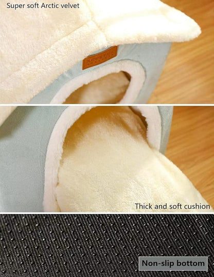 Dog House Indoor Memory Sponge, Foldable Dog House Kennel Bed Mat with Cushion for Small Medium Large Dogs Cats, Winter Warm Cat Nest Puppy Cave Sofa Pet Products (Small)