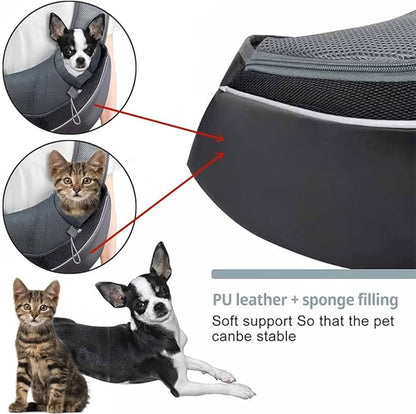 Pet Sling Carrier Bag Dog Cat Hand-Free Sling Carrier Shoulder Bag Breathable Mesh Pet Puppy Travel Bag Adjustable Shoulder Strap Pet Tote Bag Handbag for Small Dog Cat Puppy Outdoor Walking Travel