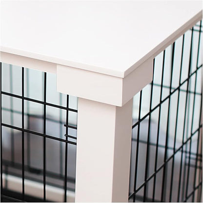 zoovilla White Dog Cage with Crate Cover, Dog Kennel White Large