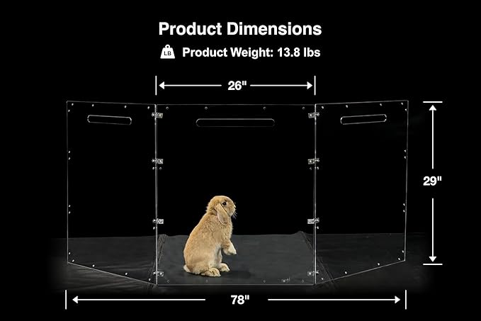 GuineaLoft™ Acrylic Folding Pet Gate and Divider – Large, Clear, Free-Standing, Foldable, Extendable, Lockable, Sturdy Enclosure for Dogs, Rabbits, Ferrets, Chinchillas - Visit The Store to See More