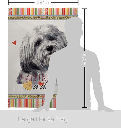 Breeze Decor Havanese Happiness House Flag Pack Dog Puppy Spoiled Paw Canine Fur Pet Nature Farm Animal Creature Applique Decoration Banner Small Garden Yard Gift Double-Sided, Made in USA
