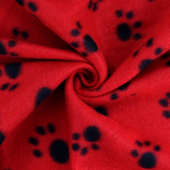 Comsmart Dog Blankets for Small Dogs, 6 Pack Puppy Blanket Cute Paw Print Pet Blanket for Dog, Puppy, Cat, Kitten, 24x28 inches, Red