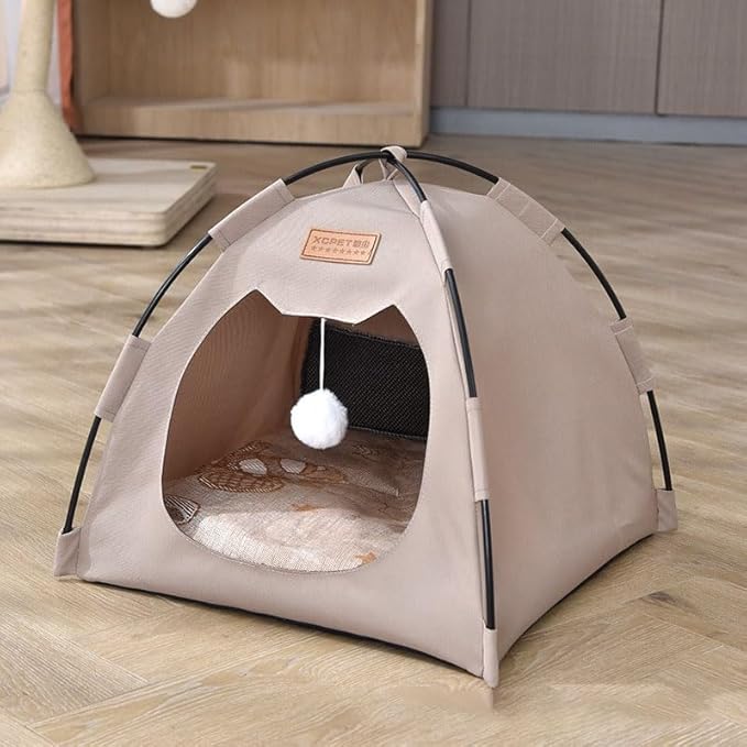 Cute Cat Teepee Cave, Cat Tent Foldable Indoor Outdoor with Thick Mat,Puppy Bed Tent,Bunny Pet Tent Teepee,Portable Dog House Teepee Tent, Cat Bed,Dog Bed Tent,Puppy Bunny,Pet Tent Teepee (S, S)