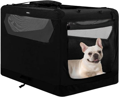 Soft Collapsible Dog Crate for Large Dogs - 30 Inch Foldable Soft Dog Kennel with Durable Mesh Windows, Indoor & Outdoor Portable Travel Dog Crate, Black, 30x21x21 Inches