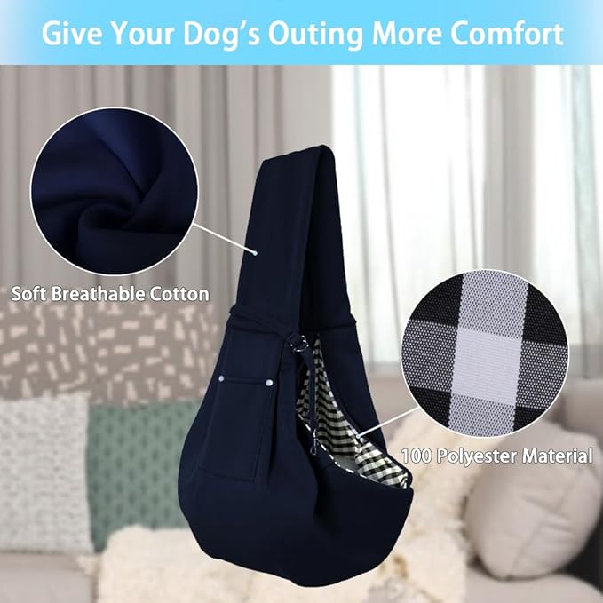 FEimaX Dog Sling Carrier, Pet Papoose Slings Bag for Small Dogs Cats, Puppy Hands Free Satchel Tote Pouch Carriers Doggie Crossbody Shoulder Carry Bags for Outdoor Travel (Dark Blue)