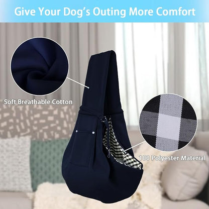 FEimaX Dog Sling Carrier, Pet Papoose Slings Bag for Small Dogs Cats, Puppy Hands Free Satchel Tote Pouch Carriers Doggie Crossbody Shoulder Carry Bags for Outdoor Travel (Dark Blue)