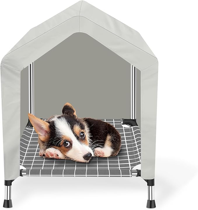 Elevated Dog House for Outdoor or Indoor - Waterproof Dog Tent Cat House, Dog Sunshade Tent, Pet House with Removable Cover, Suitable for Small Cats Dogs