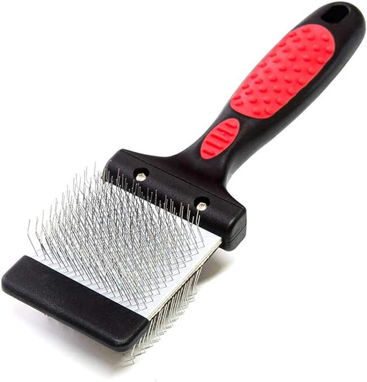 Ryan's Pet Supplies Paw Brothers Double Sided Firm Flex Slicker Brush, Professional Grade, Angled Stainless Steel Pins, Comfort Grip, Flexible Head, Large