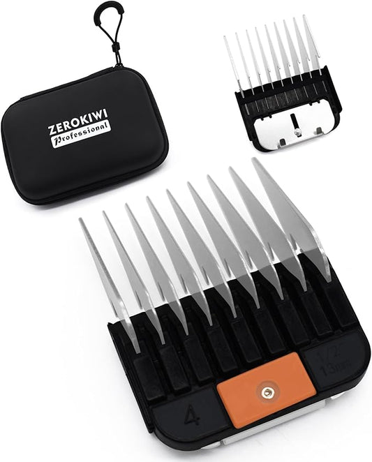 Professional A5 Style Animal Clipper Stainless Steel Color-Coded Snap-on Attachment Guard Guide Comb, 1/8"-1" Compatible with Wahl KM Series Oster A5 Andis Detachable Blade Pet Groomers (#4 - 1/2")