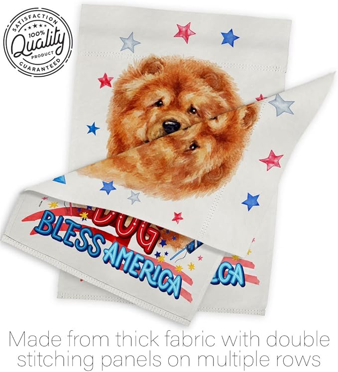 Breeze Decor Patriotic Chow Garden House Flag Set Dog Puppy Spoiled Paw Canine Fur Pet Nature Farm Animal Creature Decoration Banner Small Yard Gift Double-Sided, Made in USA
