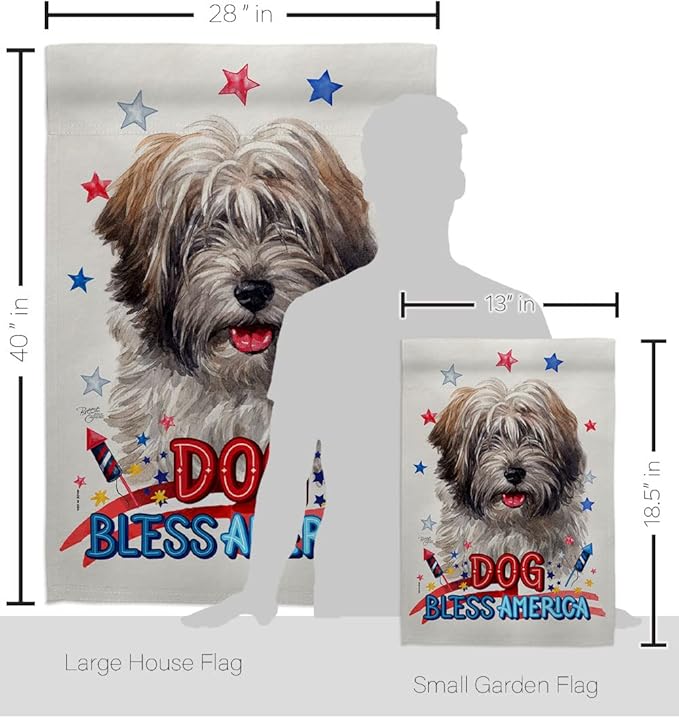 Breeze Decor Patriotic Tibetan Terrier Garden House Flag-Kit Dog Puppy Spoiled Paw Canine Fur Pet Nature Farm Animal Creature Decoration Banner Small Yard Gift Double-Sided, Made in USA