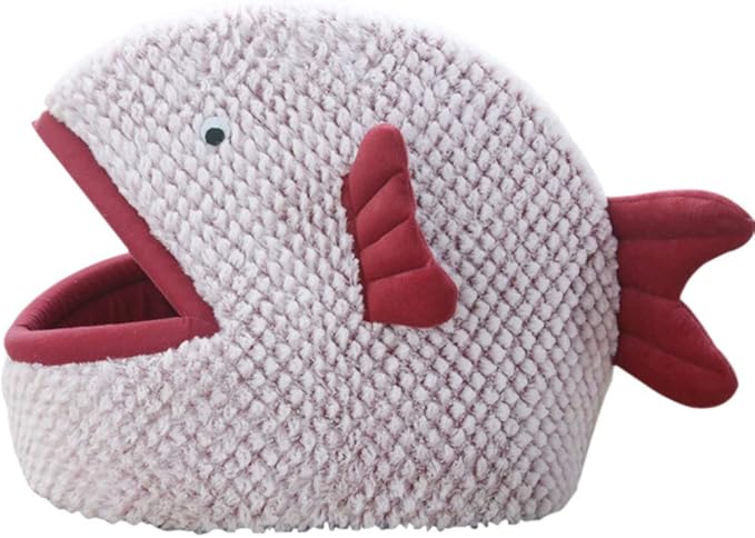 La La Pet® Plush Cat Bed Cave Calming Washable Pet House Bed Selfwarming Pet Bed Foldable Cat Sleep Tent Dog Nest Soft Puppy House Bed for Cats and Small Dogs(Red,L)