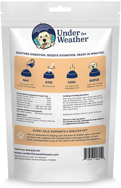 Under the Weather Bland Diet for Dogs | Easy to Digest for Sick Dogs |Always Be Ready | Contains Electrolytes - All Natural Freeze Dried 100% Human Grade Meats | 1 Pack - Rice, Chicken & Pumpkin - 6oz