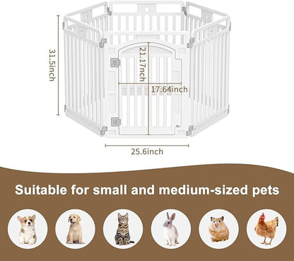 Pet Playpen with Door Dog Foldable Puppy Playpen for Puppies and Small Dogs 6-Panels Easy Assemble Easy Storing for Indoor and Outdoor (6 Panels)