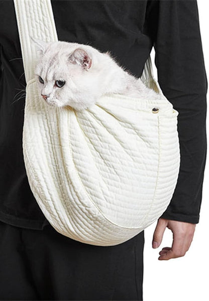 Asixxsix Dog Sling Carrier, Breathable Hand Safe Pet Sling Carrier Soft Comfortable Cat Sling Carrier with Widen Shoulder Strap for Outdoor, Traveling, Subway, Small Dogs,