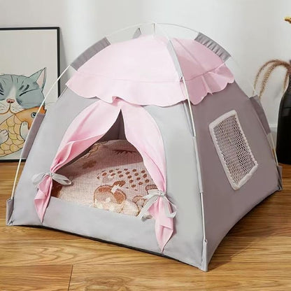 Cute Cat Teepee Cave, Cat Tent Foldable Indoor Outdoor with Thick Mat,Puppy Bed Tent,Bunny Pet Tent Teepee,Portable Dog House Teepee Tent, Cat Bed,Dog Bed Tent,Puppy Bunny,Pet Tent Teepee (Y, S)