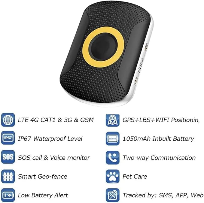 Bundle Pack FA29 PET Tracker- Waterproof, SIM Card Included with LED Collar and 1 Month Free Trial,Everything Included (Small, Green)