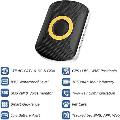 Bundle Pack FA29 PET Tracker- Waterproof, SIM Card Included with LED Collar and 1 Month Free Trial,Everything Included (Small, Green)
