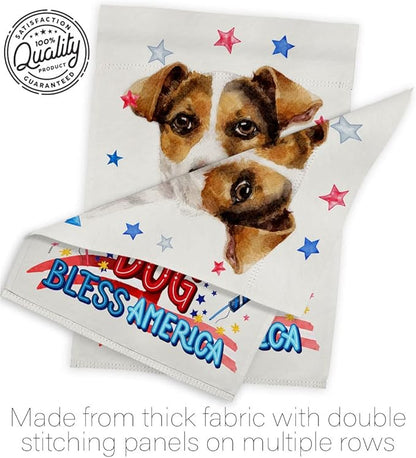 Breeze Decor Patriotic Russell Terrier Garden House Flag-Kit Dog Puppy Spoiled Paw Canine Fur Pet Nature Farm Animal Creature Decoration Banner Small Yard Gift Double-Sided, Made in USA