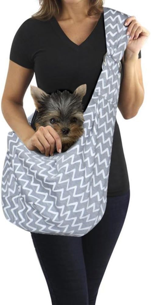 Surblue Dog Sling Carrier Bag with Hands-Free Reversible Belts, Safe Comfortable Adjustable Crossbody Shoulder Outdoor Travel Pet Tote Suitable for Small Pet Cat Puppy up to 12 lb (Blue Wave)