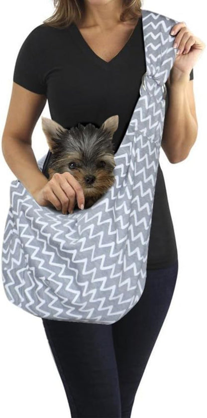Surblue Dog Sling Carrier Bag with Hands-Free Reversible Belts, Safe Comfortable Adjustable Crossbody Shoulder Outdoor Travel Pet Tote Suitable for Small Pet Cat Puppy up to 12 lb (Blue Wave)