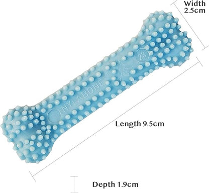 Nylabone Puppy Teething and Soothing Chew Toy - Puppy Chew Toys for Teething - Puppy Supplies - Chicken Flavor, Blue, X-Small/Petite (1 Count)