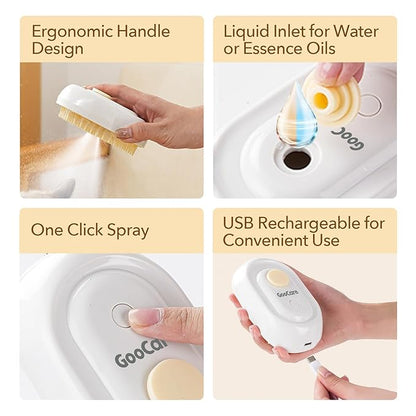 Soft 3-in-1 Silisone Spray Brush, Upgraded for Shedding, Cleaning and Spa Massage, Hair Removal, Best Water Steam Brush for indoor Long or Short Haired Cat and Dog (White, Round)