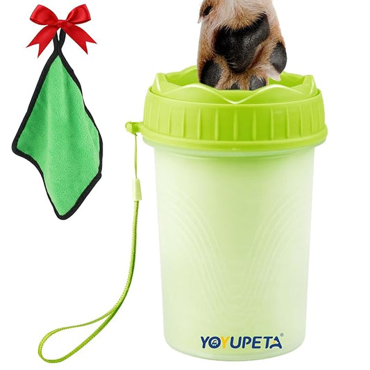 Dog Paw Cleaner, Dog Paw Washer, Buddy Muddy Paw Cleaner,Medium Portable Silicone Pet Cleaning Brush Cup, Pet Foot Washer for Small Medium Breed Dogs, Free Towel, Green