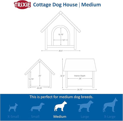 TRIXIE Natura Pitched Roof Dog House, 34.75" L X 30.5" W X 32.5" H
