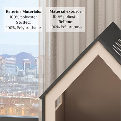 Big House for Pets, Wooden House for Pets for Interiors, Resistant Wood with Cushion for Dog Included, Minimalist, Elegant and Resistant, 24x25x24.5 in, Black