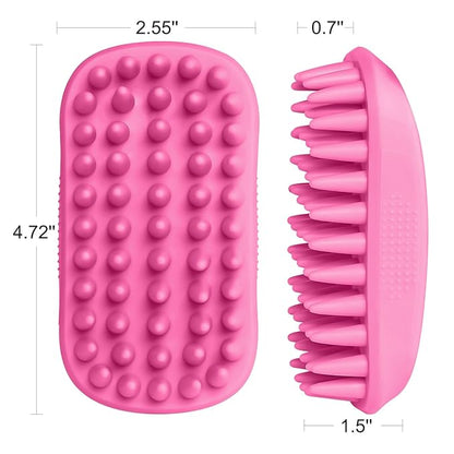 Dog Bath Brush, Dog Bath Supplies Silicone Shampoo Brush Long & Short Haired Dogs Cats, Scrubber Washing Grooming Pet Brush, Soft Massage Shedding Brush Bathing Shower Small Large Pets (Pink)