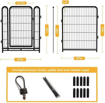Dog Playpen 32 inch 16 Panels, Puppy Playpen Indoors, Dog Fence Outdoor for Yard, Wide Door Low Threshold Garden Fence for Medium/Large Pets. Black Dog Pens Total 35.4 Ft(L)