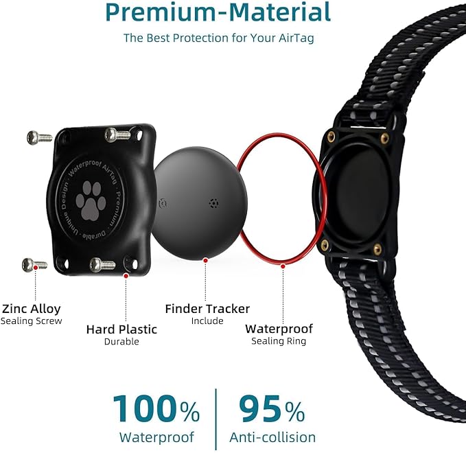 GPS Tracker for Dogs (1 Pack), Mini GPS Cat Tracker, Smart Pet Activity Tracker (iOS Only), No Monthly Fee, Compatible with Apple Find My, Anti-Lost, Finder Tag for Vehicles/Pets/Kids/Items