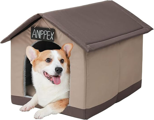 ANPPEX Medium Dog House Indoor,XL Size Indoor Dog House for Medium and Large Dogs,Covered Dog Bed with Cushion,Brown