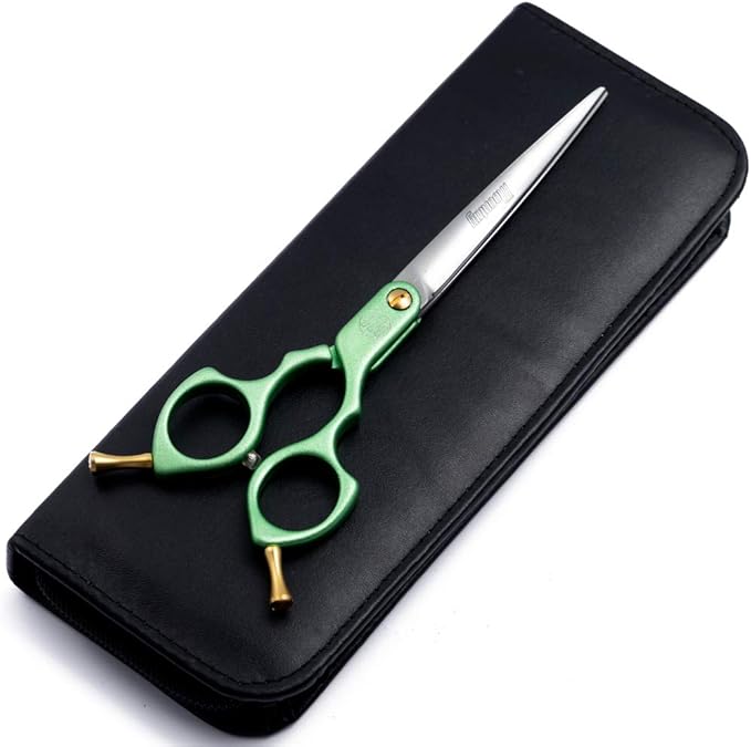 Moontay 6.0" Professional Straight Pet Grooming Scissor, Dog Cat Grooming Shear/Scissor with Ultra-Light Aeronautical Aluminum Handle, 440C Japanese Stainless Steel Pet Grooming Shear, Green