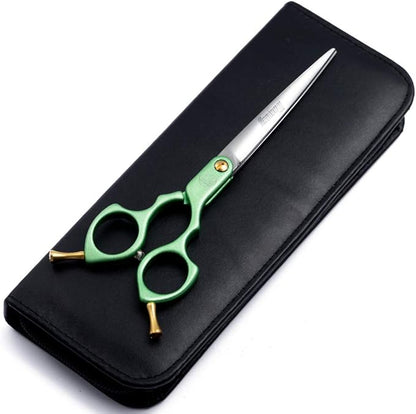 Moontay 6.0" Professional Straight Pet Grooming Scissor, Dog Cat Grooming Shear/Scissor with Ultra-Light Aeronautical Aluminum Handle, 440C Japanese Stainless Steel Pet Grooming Shear, Green