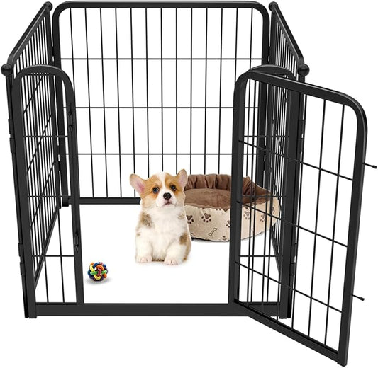 FXW Homeplus Dog Playpen for Indoor Use - Stress-Free and Safe Play, Heavy Duty 24 Inch 4 Panels Dog Pen for Puppies and Small Dogs, Black│Patented