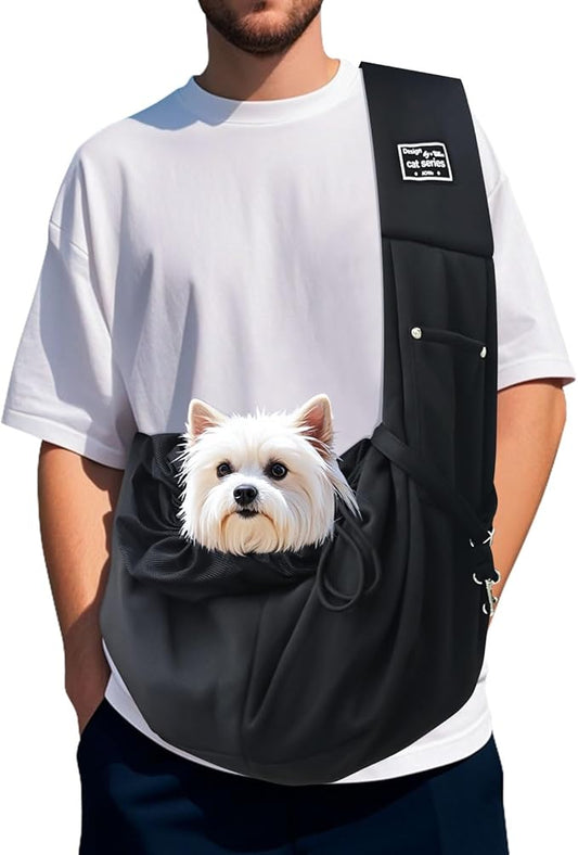 Cat Sling Carrier, Dog Sling for Small Dogs and Cats 5-15lbs, Hand-Free Reversible Puppy Sling Carrier