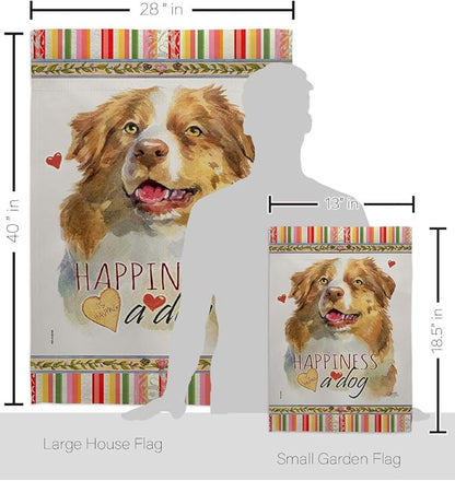 Breeze Decor Yellow Australian Shepherd Happiness Garden House Flag-Kit Dog Puppy Spoiled Paw Canine Fur Pet Nature Farm Animal Creature Banner Small Yard Gift Double-Sided, Made in USA