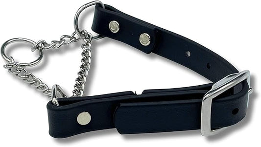 Martingale Collar for Dogs, Biothane, Stainless Steel Hardware, No Pull, Made in The USA, Professional Grade, Medium, Black