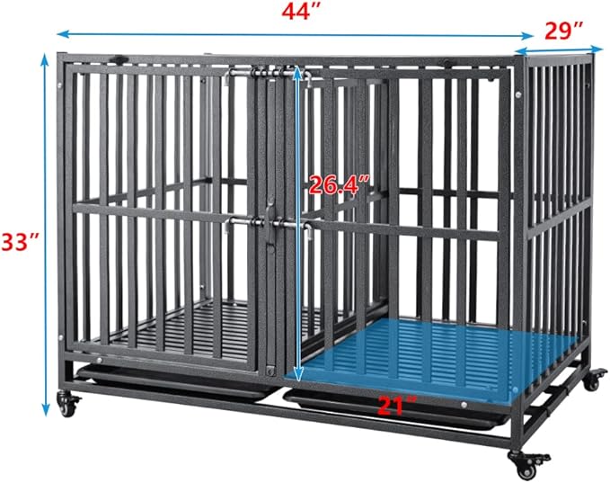 SMONTER Stackable Dog Crates with Divider- Heavy Duty Dog Cage and Kennel for 2 Small or Medium Dogs