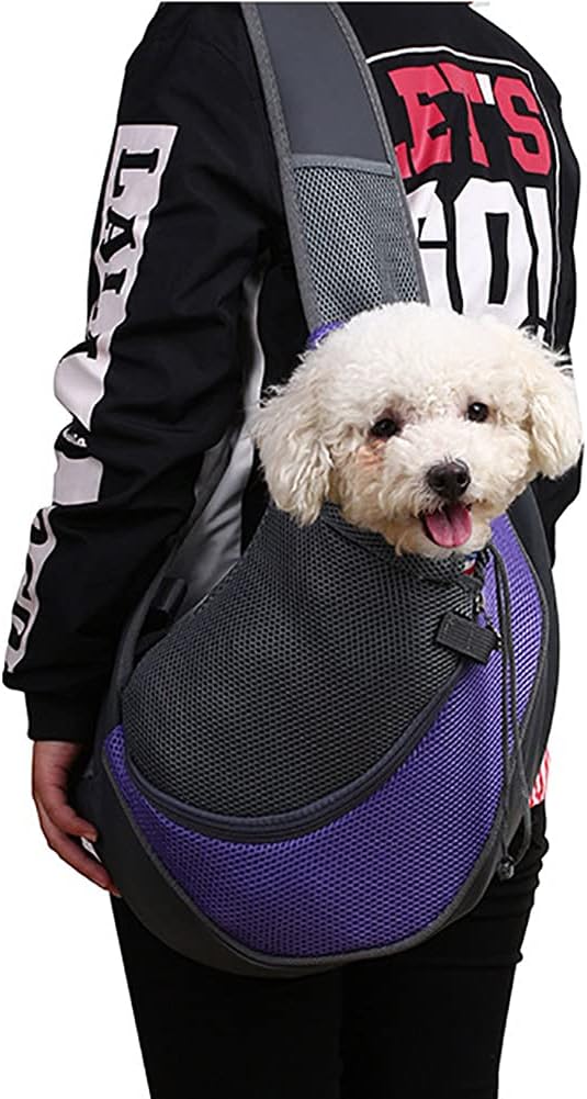 Love Dream Pet Dog Sling Carrier, Breathable Mesh Portable Travel Safe Pet Sling Shoulder Bag Carrier with Adjustable Non-Slip Shoulder Strap for Small Dogs Cats Puppy