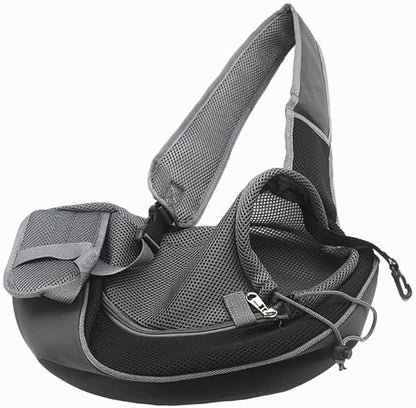 Pet Dog Sling Carrier, Breathable Mesh Portable Travel Safe Pet Sling Shoulder Bag Carrier with Adjustable Non-Slip Shoulder Strap for Small Dogs Cats Puppy (Small, Black)