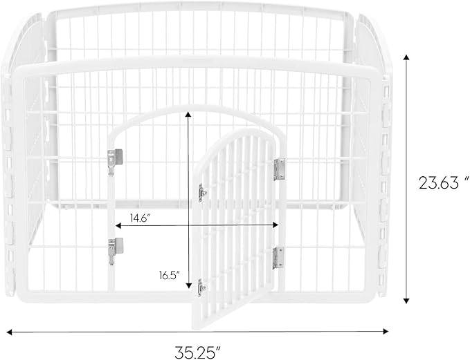 IRIS USA 24" Exercise 4-Panel Pet Playpen with Door + Mesh Top Cover for Dog Playpen, Dog Playpen, Puppy Playpen, for Small and Medium Dogs, Keep Pets Secure, Easy Assemble, Durable Material, White
