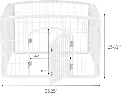 IRIS USA 24" Exercise 4-Panel Pet Playpen with Door + Mesh Top Cover for Dog Playpen, Dog Playpen, Puppy Playpen, for Small and Medium Dogs, Keep Pets Secure, Easy Assemble, Durable Material, White