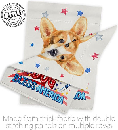 Breeze Decor Patriotic Pembroke Welsh Corgi House Flag-Pack Dog Puppy Spoiled Paw Canine Fur Pet Nature Farm Animal Creature Applique Banner Small Garden Yard Gift Double-Sided, Made in USA