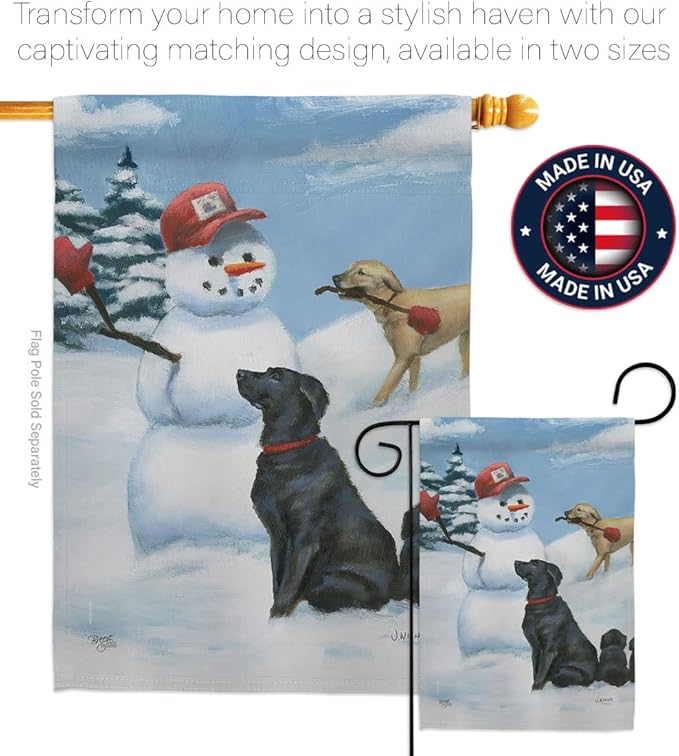 Breeze Decor Snow Pals House Flag 2 pcs Pack Dog Puppy Spoiled Paw Canine Fur Pet Nature Farm Animal Creature Decoration Banner Small Garden Yard Gift Double-Sided, Made in USA