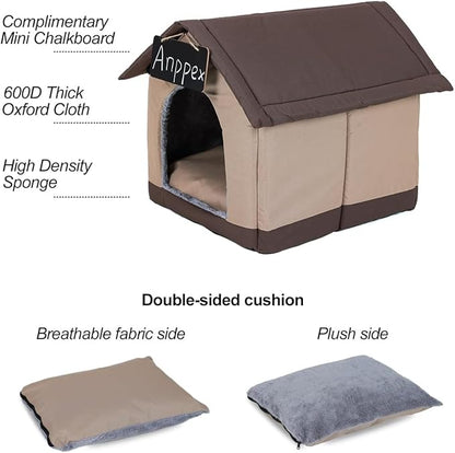 ANPPEX Cozy Dog House Indoor,S Size Indoor Dog House for Small Dogs and Cats,Covered Dog Bed House with Cushion,Brown