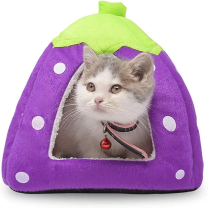 Spring Fever Hamster Guinea Pig Rabbit Dog Cat Chinchilla Hedgehog Bird Small Animal Pet Bed House Hideout Cage Accessorie D Purple M (14.2 * 14.2 inch)